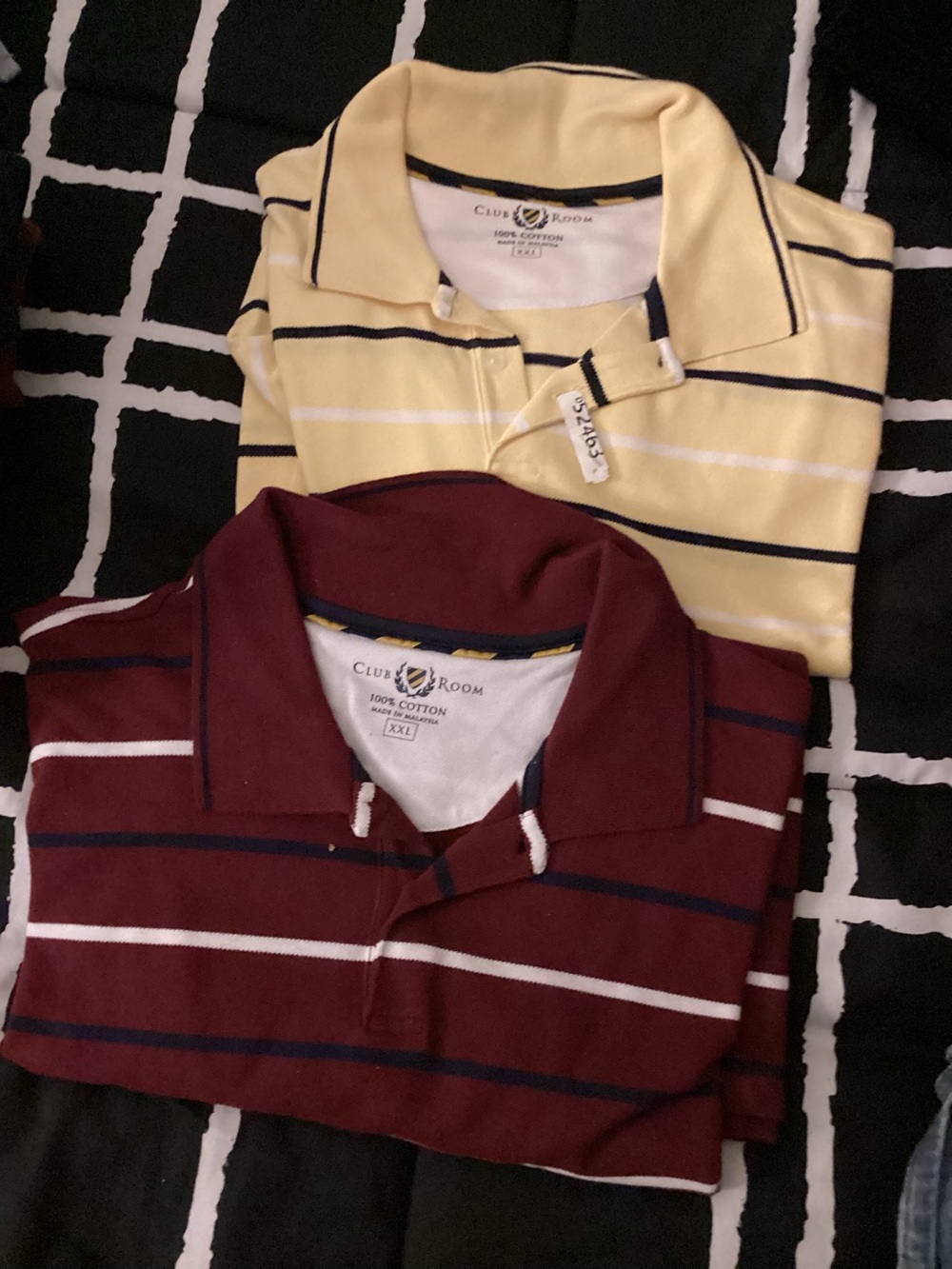 Club Room Men's Yellow & Maroon Striped Polo Shirts (2-Pack)